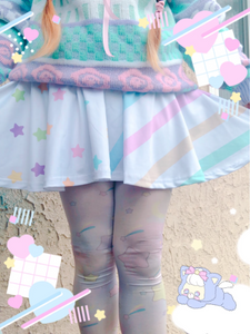 Rainbow Stripes and Stars Skirt (made to order)