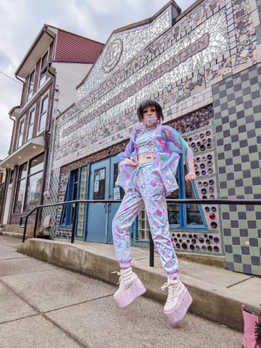 Heart Confetti Party Yume Kawaii jogger pants (Made to Order)