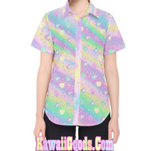 Load image into Gallery viewer, Heart Confetti Party Yume Kawaii Short Sleeve Blouse (Made to Order)