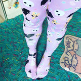 Halloween Sweets Tights, Skeleton Creepy Cute Bat Tights (Made to Order)
