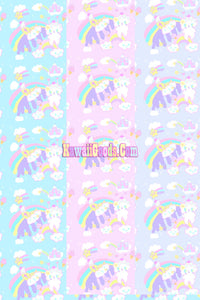 Sweets Rainbow Clouds Magical Moon Shooting Chiffon Long Sleeve Blouse (Made to Order)