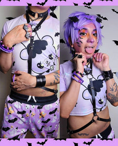 Creepy Emotion Bear Bat kawaii Crop Top