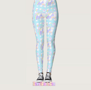Sweets Rainbow Clouds Magical Moon Shooting Star Leggings (Made to Order)