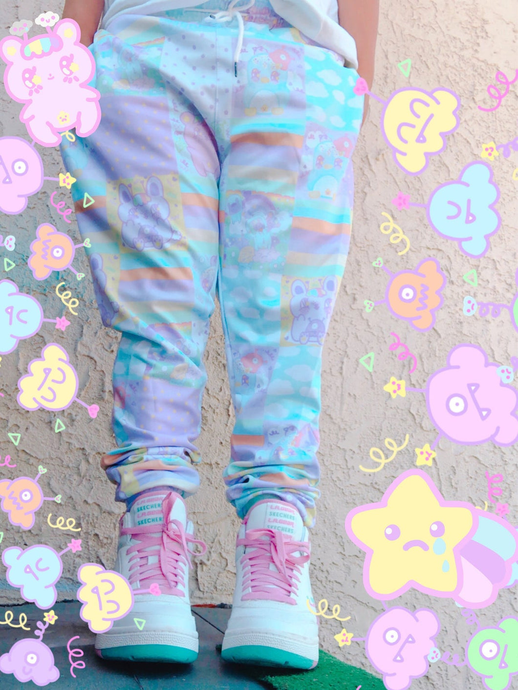 Kawaii Quilted Yume Kawaii Cutie Fuzzy jogger pants (Made to Order)