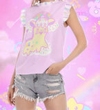 Alien Fifi Giraffe Ruffle Top (Made to Order)
