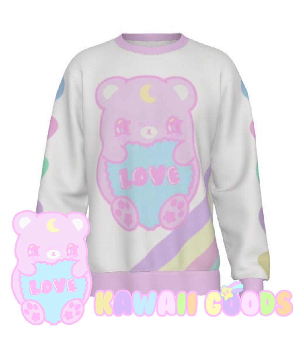 Conversation Heart Bunny and Bear Sweater (Made to Order)