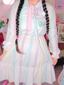 Rainbow Stripe Yume Kawaii Chiffon Dress (Made to Order)