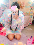 Mimi the alien panda and Emotion Bear Dreamy Sweater (made to order)