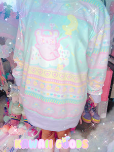 Kawaii Pastel Shooting Star Emotion Bear Fairy Kei Sweater