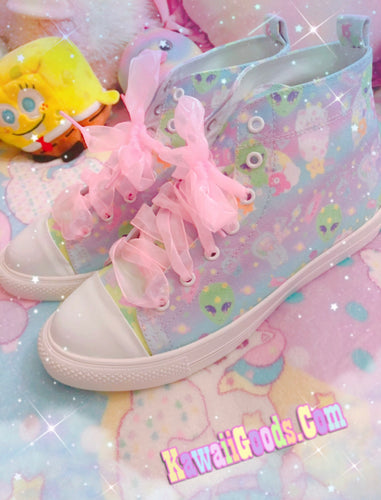 Alien Cutie Reba the alien and Kikko TV Shoes, Fairy Kei Shoes Men (Made to Order)