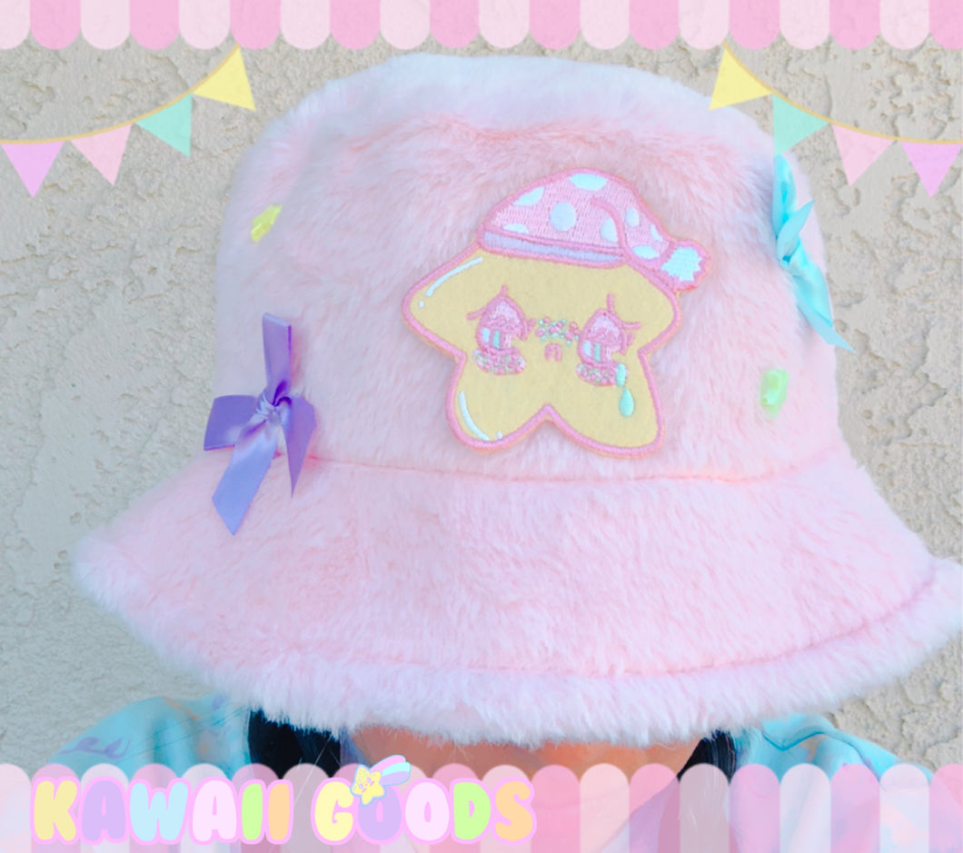 Starlight Sleepy Sad Star Furry Bucket Hat