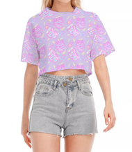 Load image into Gallery viewer, Pop Art Emotion Bear and Lilly Crop Top (made to order)