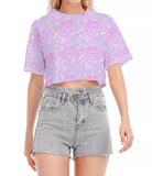 Pop Art Emotion Bear and Lilly Crop Top (made to order)