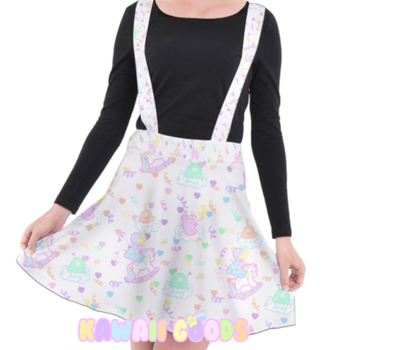 Sweetie Dreams Rocking Horse and Trixie the alien Bear Suspender Skirt (made to order)
