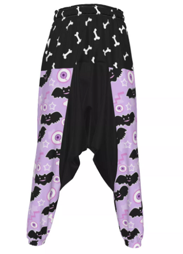 Pastel Goth Bat Eye Ball harem pants (Made to Order)
