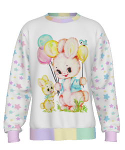 Vintage Bunny Balloon Fairy Kei Sweater